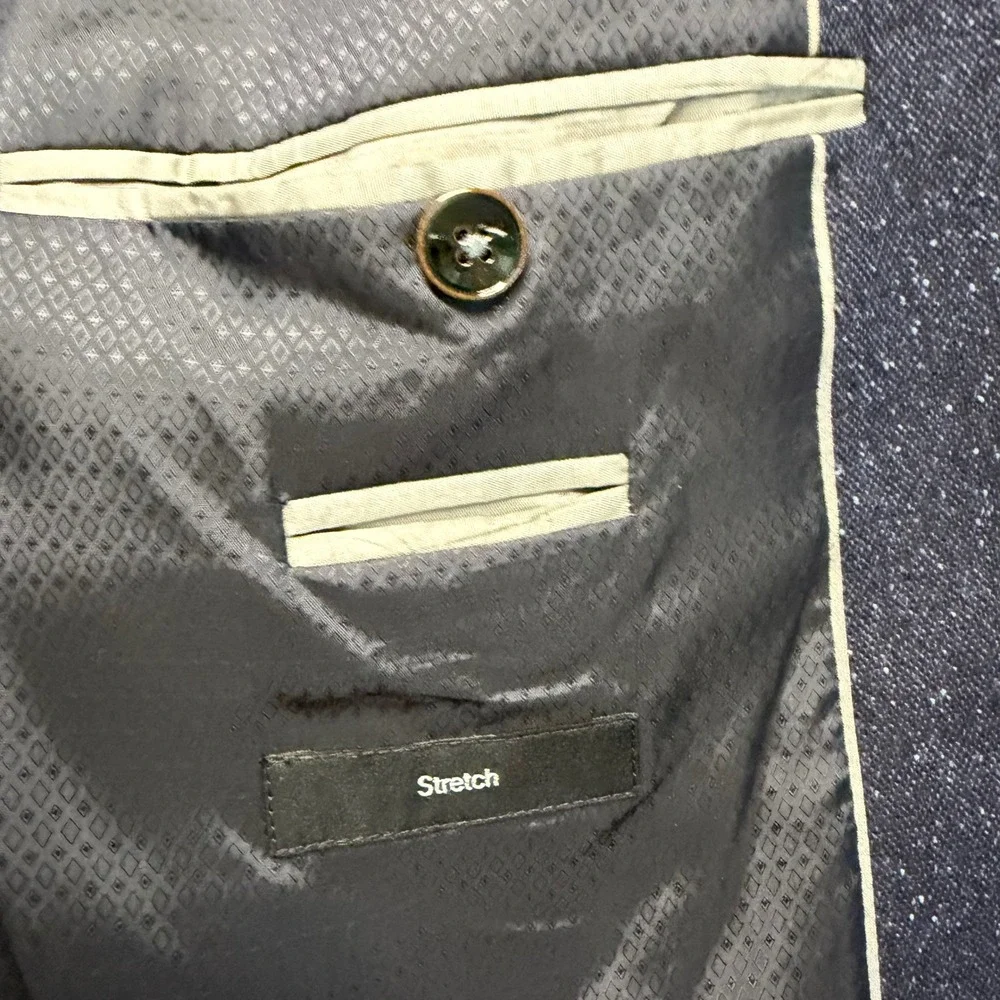 Hugo Boss Sport Coat Men 46R Wool Silk Blend Elbow Patch‎ Stretch Blazer Career